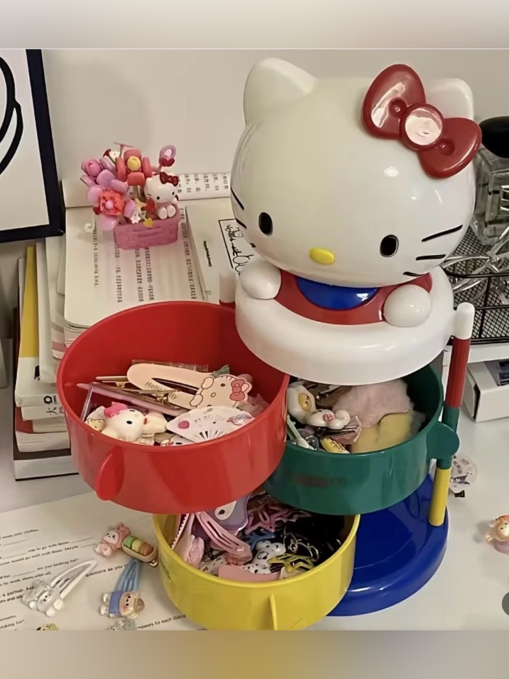 Hello Kitty Multicolor Stackable Storage Tower - Red, Green, Yellow, Blue, White - Picture 2 of 4
